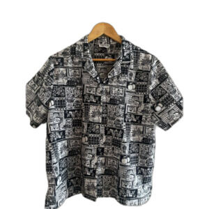 Vintage BonWorth SZ Large Black and White Casual Button Down Shirt Top Farmhouse